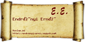 Endrényi Ernő névjegykártya